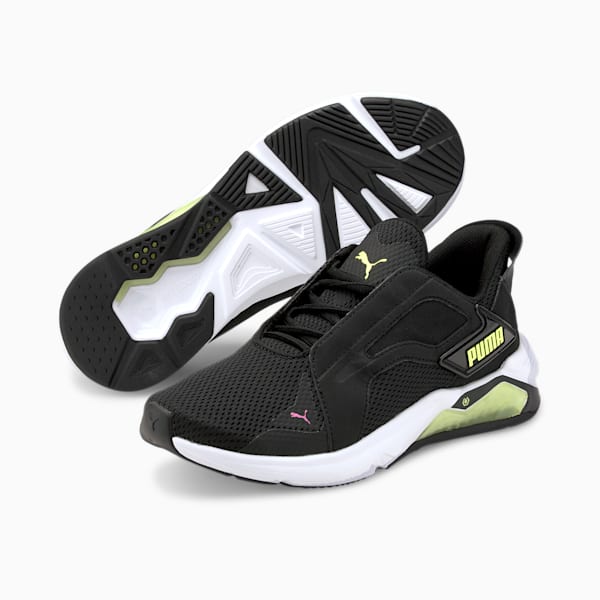 LQDCELL Method Women's Training Shoes, Puma Black-Fizzy Yellow-Luminous Pink, extralarge-IND
