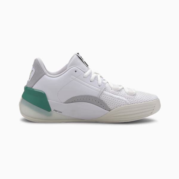 Clyde Hardwood Basketball Shoes JR, Puma White-Power Green, extralarge