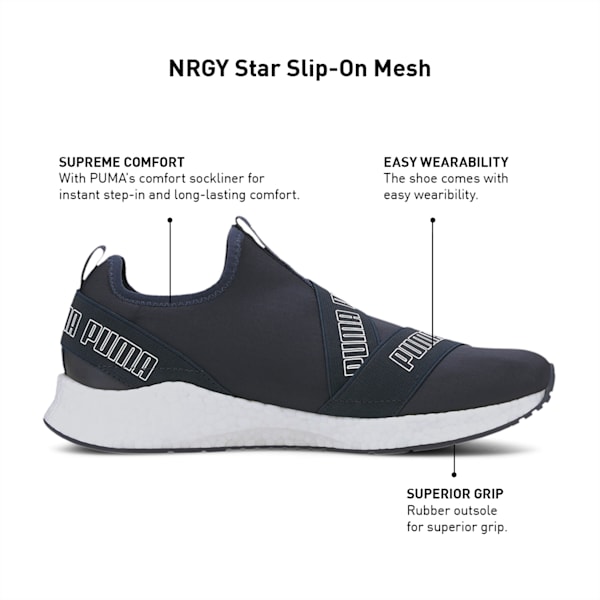 NRGY Star Slip-On Mesh Running Shoes, Peacoat-Puma White