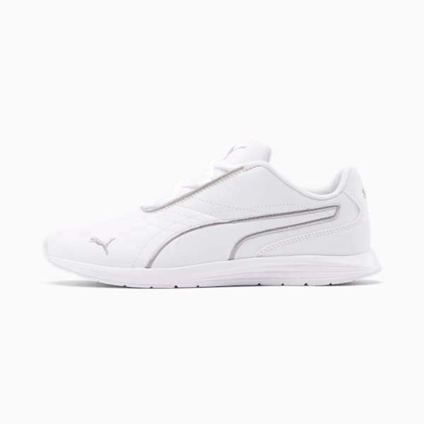 Zapatos para mujer Ella con agujetas, Puma White-Puma Silver, extralarge
