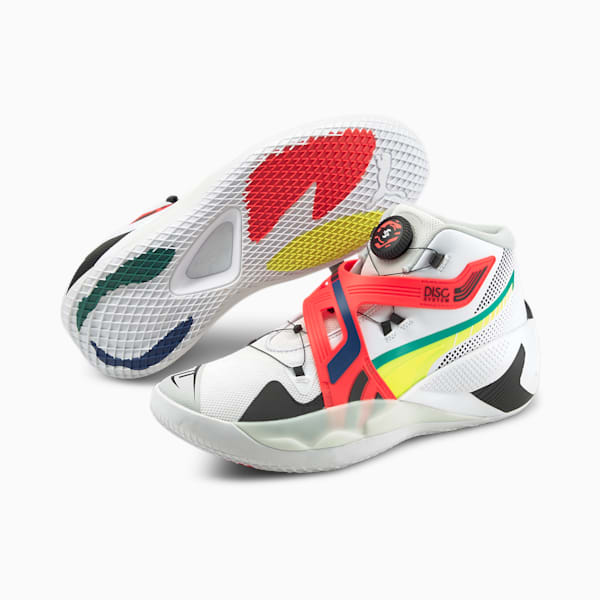 DISC Rebirth Basketball Shoes, Puma White-Yellow Alert, extralarge