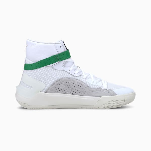 Sky Modern Basketball Shoes, Puma White-Amazon Green, extralarge