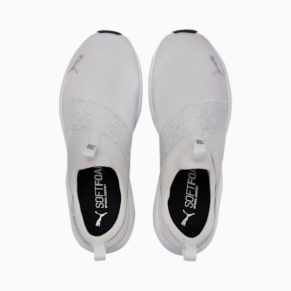 Prowl Slip-On Metallic Women's Shoes, Puma White-Metallic Silver, extralarge