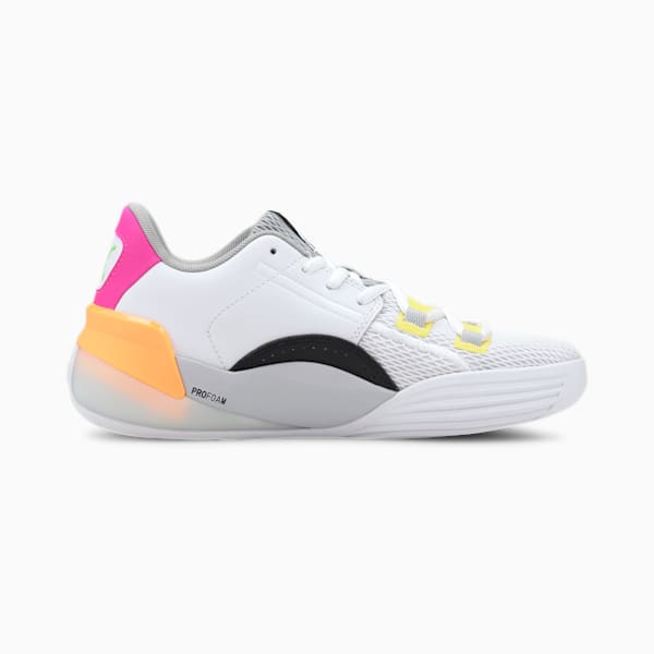 Clyde Hardwood Retro Fantasy Basketball Shoes JR, Puma White-Orange Pop, extralarge