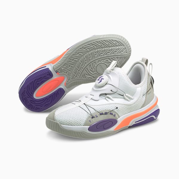 Double DISC Basketball Shoes, Puma White-Ultra Violet, extralarge