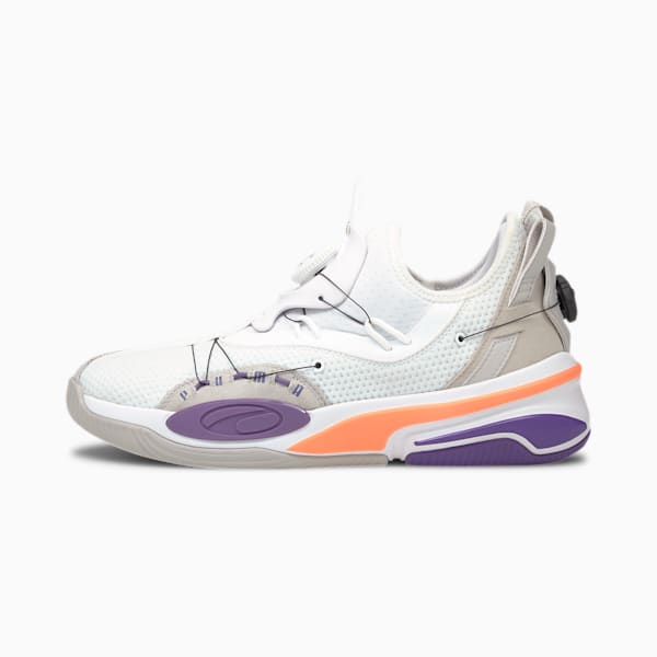 Double DISC Basketball Shoes, Puma White-Ultra Violet, extralarge