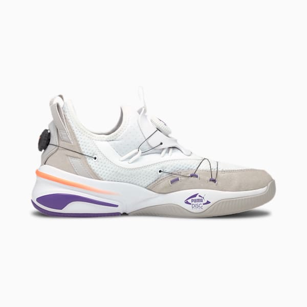 Double DISC Basketball Shoes, Puma White-Ultra Violet, extralarge