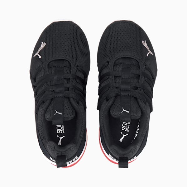 Tenis para niños Axelion Mesh, Puma Black-Puma Silver-High Risk Red, extralarge
