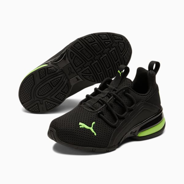 Axelion Mesh Little Kids' Shoes, Puma Black-Green Glare, extralarge