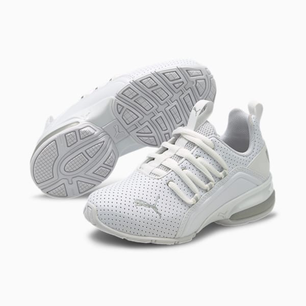 Axelion M Perf Metallic Little Kids' Shoes, Puma White-Puma Silver, extralarge