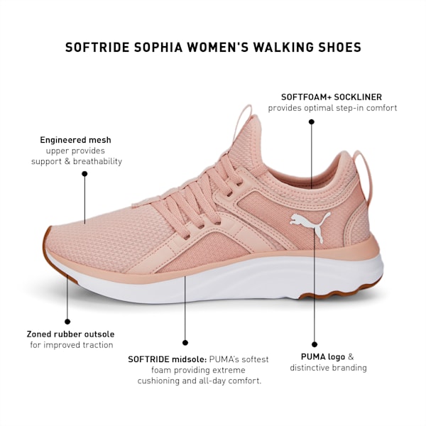 SOFTRIDE Sophia Women's Walking Shoes, Rose Quartz-Puma White, extralarge-IND