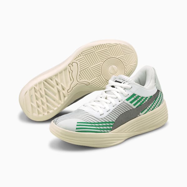 Clyde All-Pro Basketball Shoes JR, Power Green-Puma White, extralarge