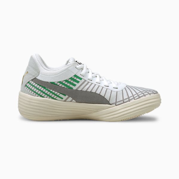 Clyde All-Pro Basketball Shoes JR, Power Green-Puma White, extralarge
