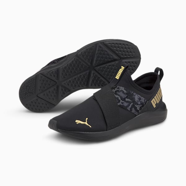Prowl Animal Women's Slip-On Shoes, Puma Black-Puma Team Gold, extralarge