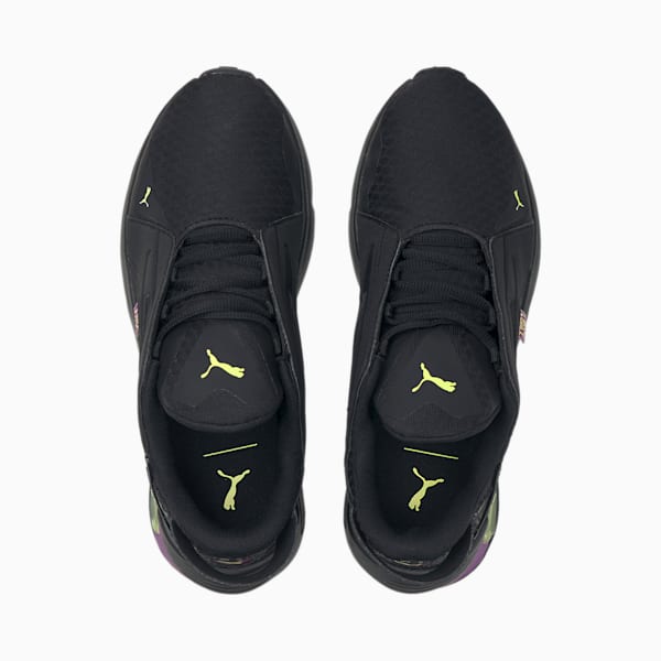 PUMA x FIRST MILE LQDCELL Method Women's Training Shoes, Puma Black-Byzantium-SOFT FLUO YELLOW, extralarge