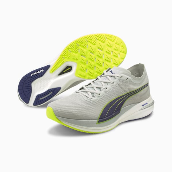 Tenis para correr Hombre Deviate Nitro, Gray Violet-Yellow Alert, extralarge