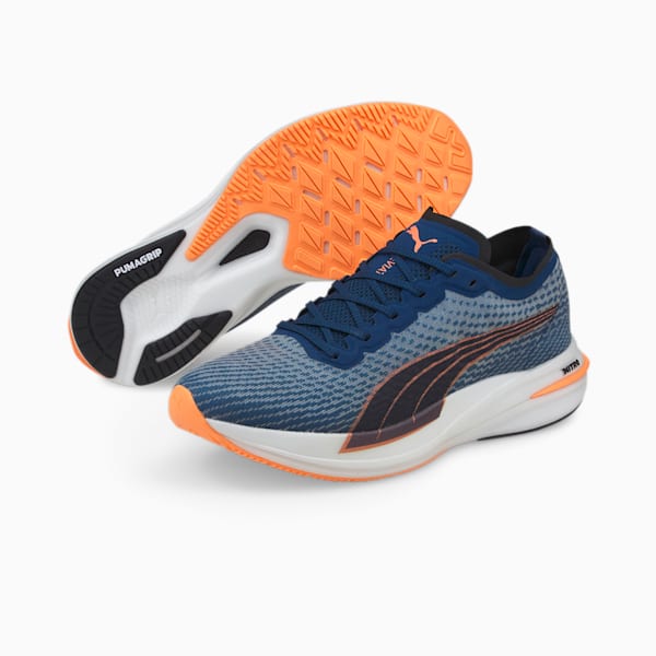 Tenis para correr Hombre Deviate Nitro, Sailing Blue-Puma Black-Neon Citrus, extralarge