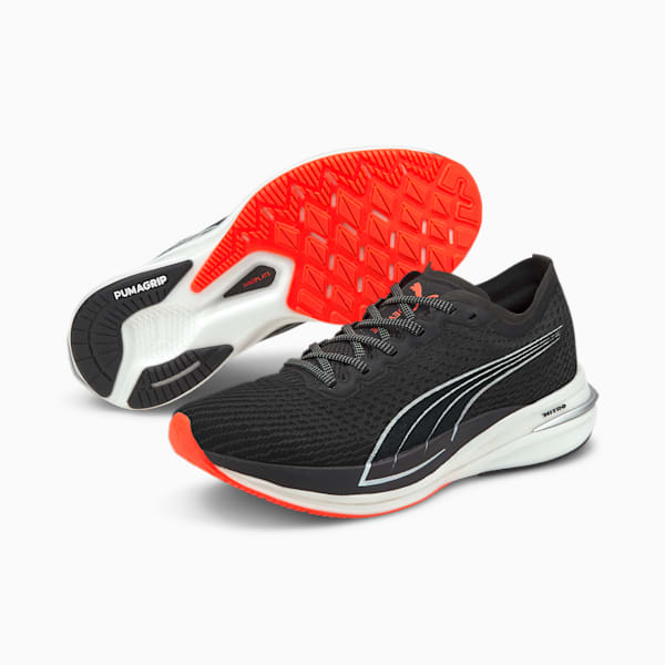 Tenis para correr Mujer Deviate Nitro, Puma Black-Lava Blast, extralarge