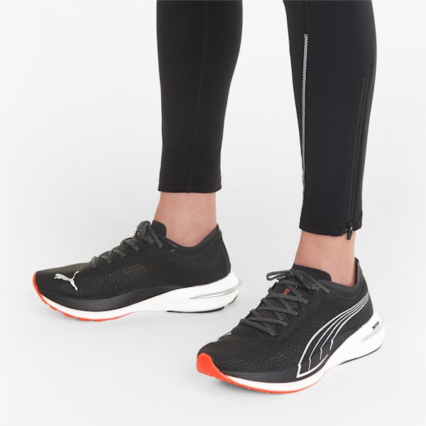 Deviate Nitro Women's Running Shoes, Puma Black-Lava Blast, extralarge-IND