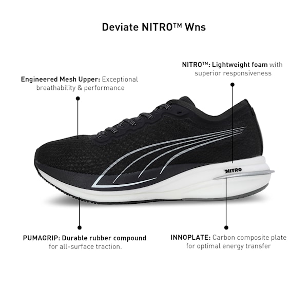 Deviate Nitro Women's Running Shoes, Puma Black-Puma White, extralarge-IND