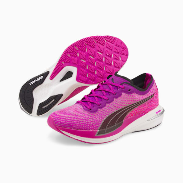 Deviate Nitro Women's Running Shoes, Deep Orchid-Puma Black-Metallic Silver, extralarge-IND