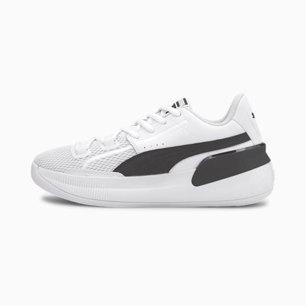 Clyde Hardwood Team Basketball Shoes JR, Puma White-Puma Black, extralarge