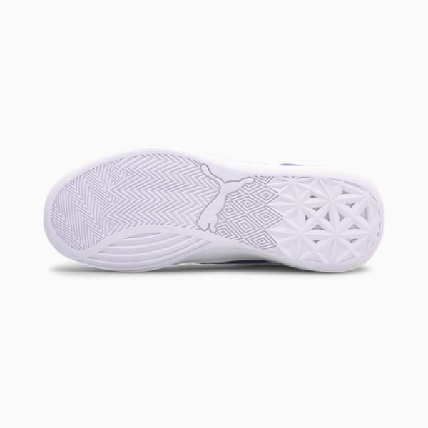 Clyde Hardwood Team Basketball Shoes JR, Puma White-Strong Blue, extralarge
