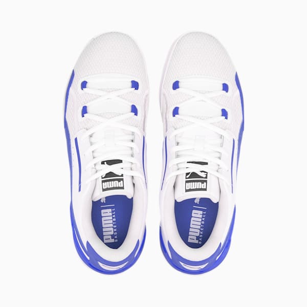 Clyde Hardwood Team Basketball Shoes JR, Puma White-Strong Blue, extralarge
