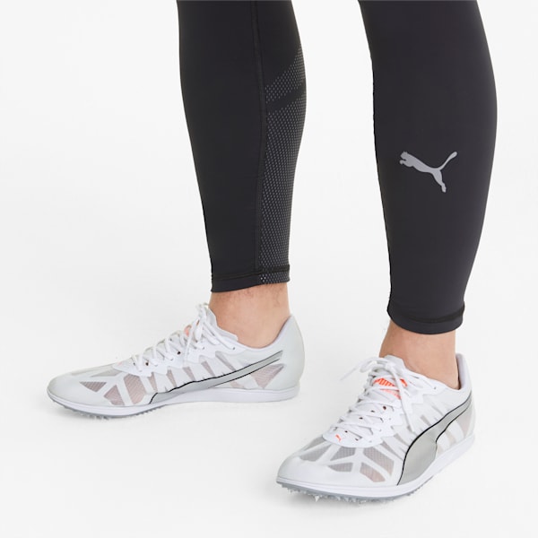evoSPEED 9 Men's Distance Track Spikes, White-Silver-Lava Blast, extralarge