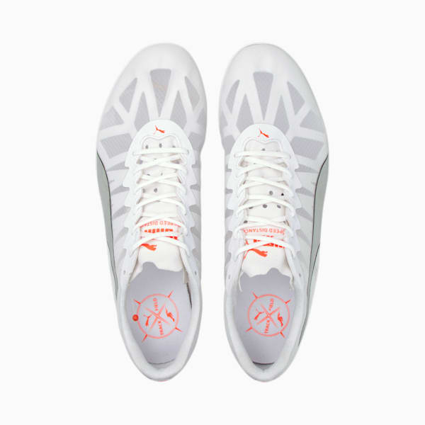 evoSPEED 9 Men's Distance Track Spikes, White-Silver-Lava Blast, extralarge