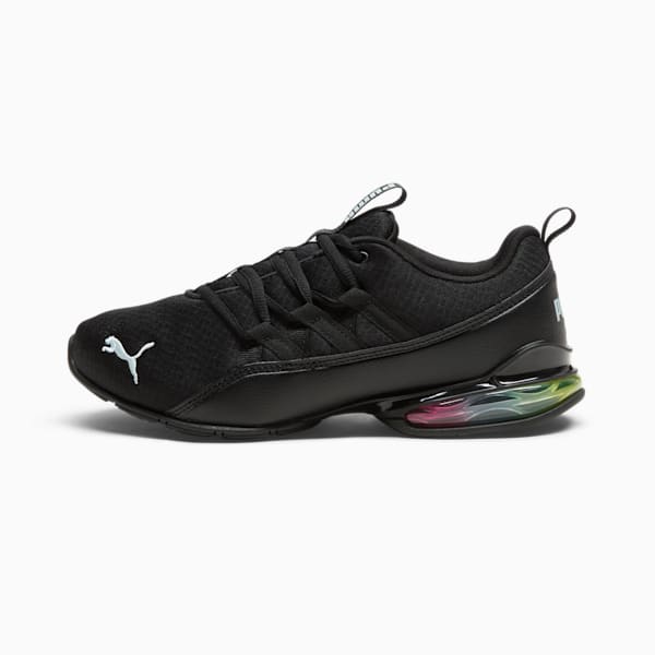 Black nikes with rainbow bottom store