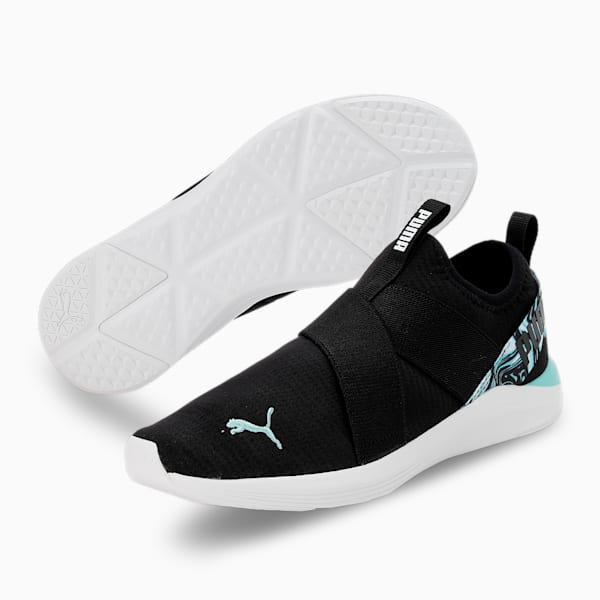 Prowl Slip-On Marble Women's Shoes, Puma Black-ARUBA BLUE-Puma White, extralarge-IND