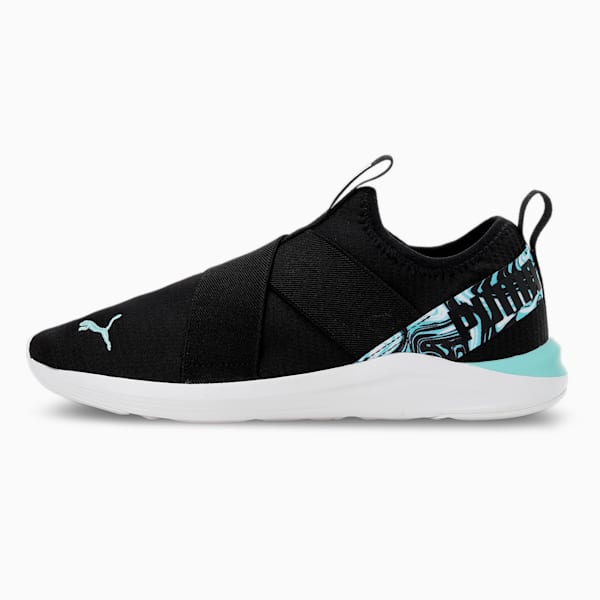 Prowl Slip-On Marble Women's Shoes, Puma Black-ARUBA BLUE-Puma White, extralarge-IND
