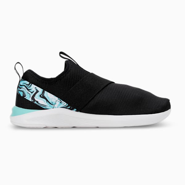 Prowl Slip-On Marble Women's Shoes, Puma Black-ARUBA BLUE-Puma White, extralarge-IND