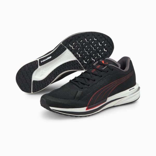 Velocity Nitro Men's Running Shoes, Puma Black-Lava Blast