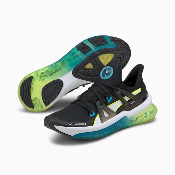 Jamming 2.0 Men's Running Shoes, Puma Black-Scuba Blue-Yellow Alert, extralarge