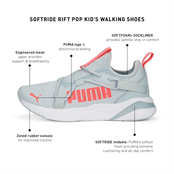 Softride Rift Pop Kid's Walking Shoes, Platinum Gray-Loveable, extralarge-IND