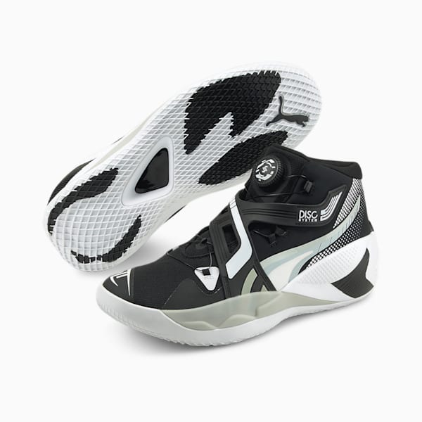 DISC Rebirth Basketball Shoes, Puma Black-Glacier Gray, extralarge