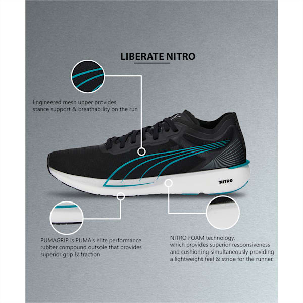 Liberate Nitro Men's Running Shoes, Puma Black-Deep Aqua, extralarge-IND