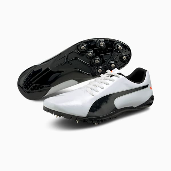 evoSPEED Prep Sprint 2 Unisex Running Spikes, Puma White-Puma Black-Lava Blast, extralarge-IND