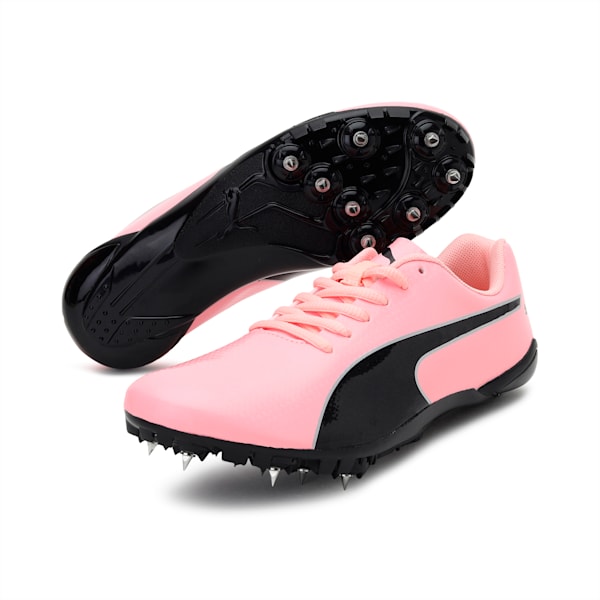 evoSPEED Prep Sprint 2 Unisex Running Spikes, Elektro Peach-Puma Black-Puma Silver, extralarge-IND