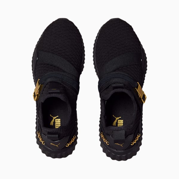 Zapatos de entrenamiento para mujer de media caña Defy, Puma Black-Gold, extralarge