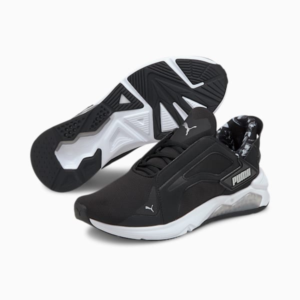 LQDCELL Method Untamed Floral Women's Training Shoes, Puma Black-Metallic Silver, extralarge