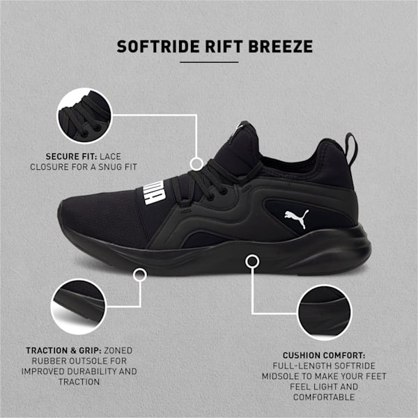 SOFTRIDE Rift Breeze Men's Walking Shoes, Puma Black-Puma White, extralarge-IND
