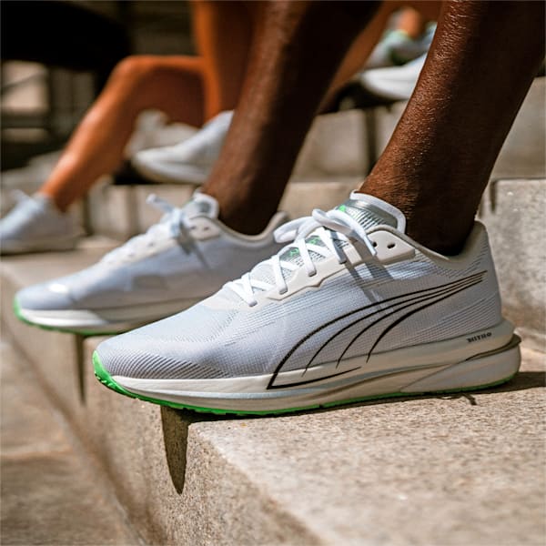 Velocity NITRO COOLadapt Men's Running Shoes, Puma White-Puma Black-Elektro Green, extralarge