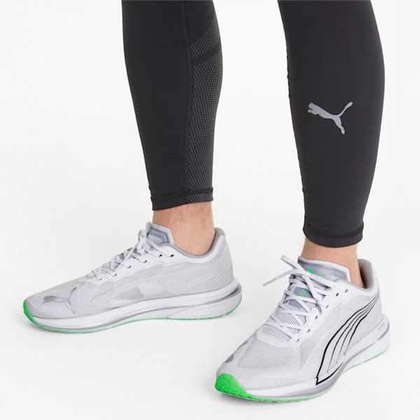 Velocity NITRO COOLadapt Men's Running Shoes, Puma White-Puma Black-Elektro Green, extralarge