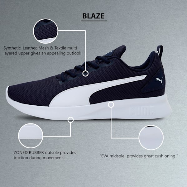 Blaze Unisex Running Shoes, Peacoat-Puma White, extralarge-IND