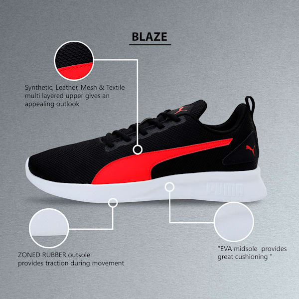 Blaze Running Shoes, Puma Black-High Risk Red-Puma White, extralarge-IND