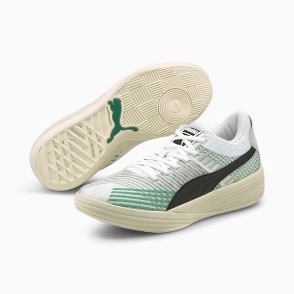 Clyde All-Pro Coast 2 Coast Basketball Shoes, Puma White-Power Green, extralarge