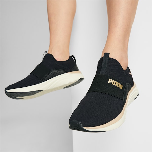 Softride Sophia Slip-on Women's Running Shoes, PUMA Black-PUMA Gold-Warm White, extralarge